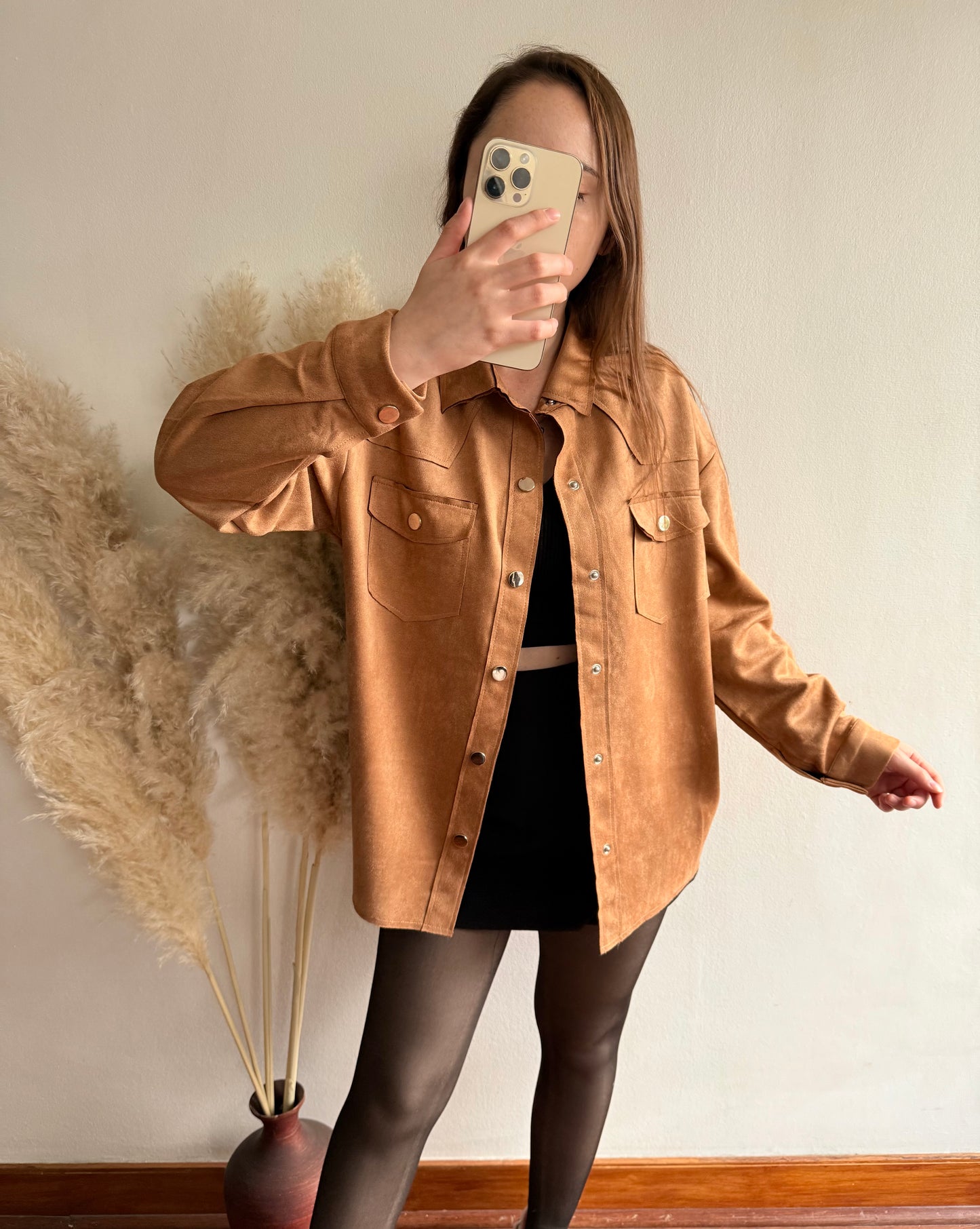 Chaqueta gamuza cafe