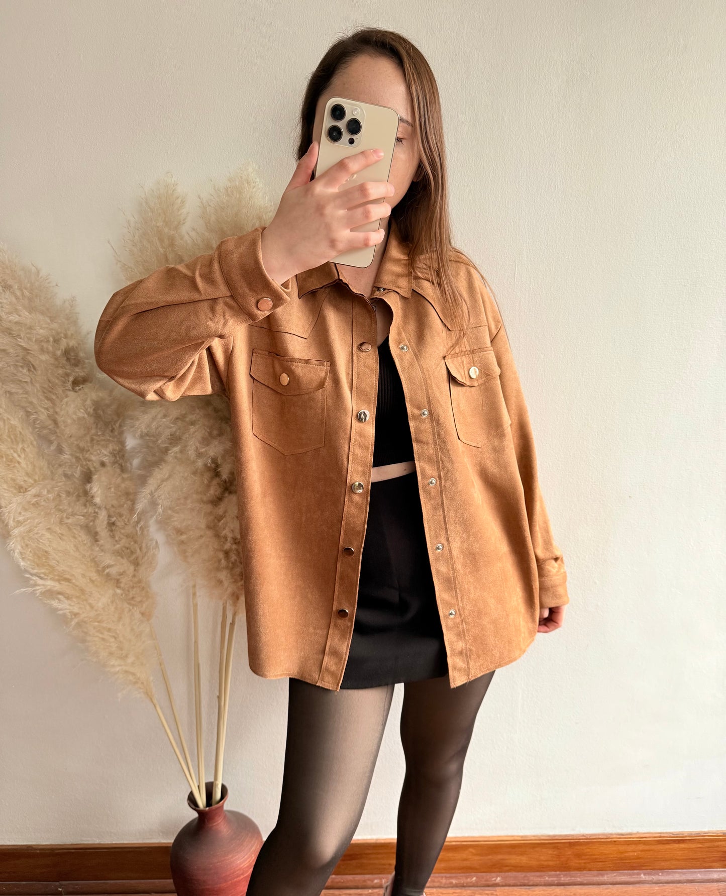 Chaqueta gamuza cafe