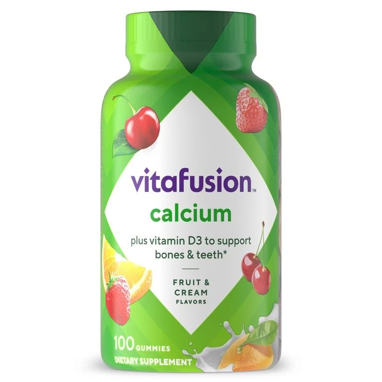 PREVENTA - vitafusion Vitaminas Gomosas de Calcio Masticables Sabor a Fruta y Crema, 100 Unidades