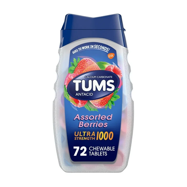 PREVENTA - Tums Ultra Strength Tabletas Antiácidas Masticables para Aliviar la Acidez Estomacal, Berries 72 Unidades