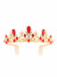 ACCESORIO CORONA PRINCESA METALICA 3 PUNTAS DORADO ROJO