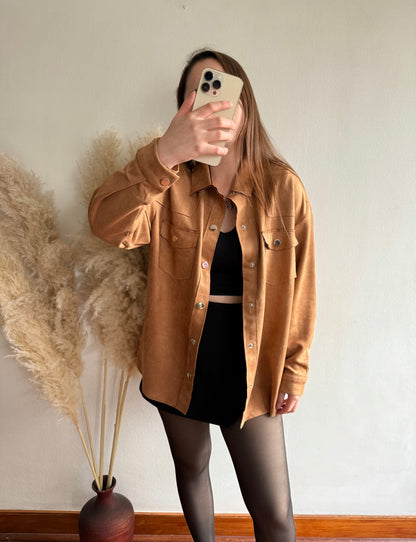 Chaqueta gamuza cafe