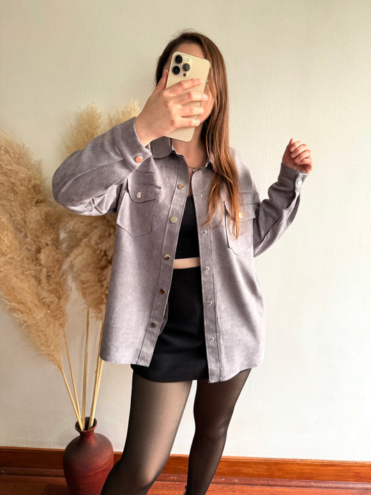 Chaqueta gamuza gris oscuro