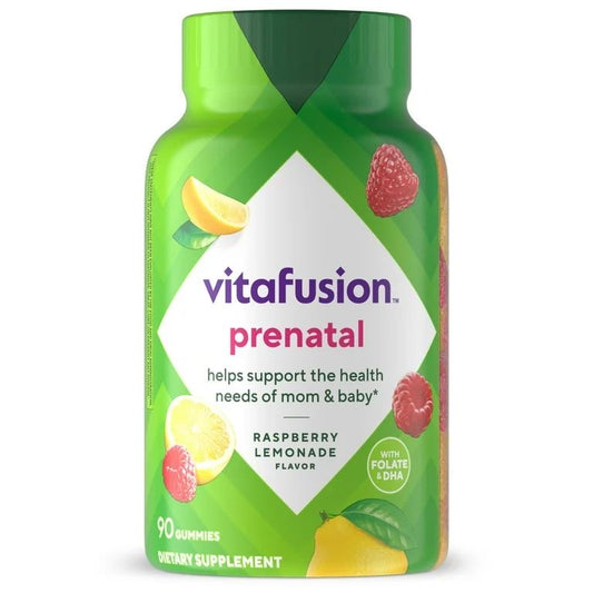 PREVENTA - vitafusion PreNatal Vitaminas Gomosas, Sabor Limonada de Frambuesa, Vitaminas para el Embarazo para Mujer, 90 Uds