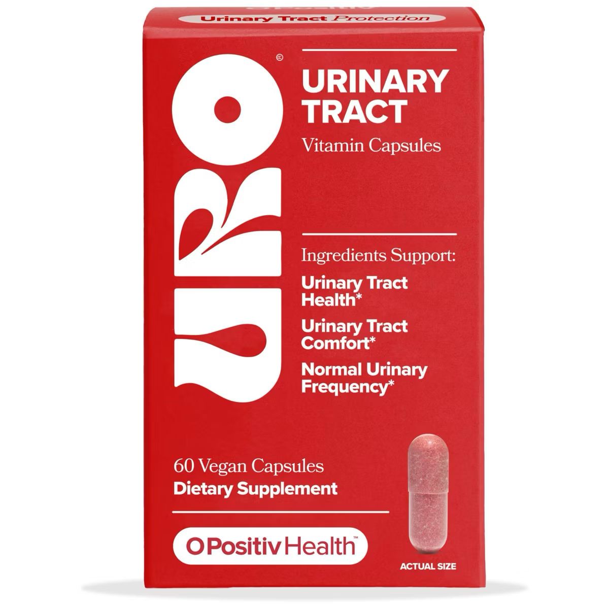PREVENTA - Cápsulas de vitaminas para el tracto urinario O Positiv URO para mujeres con arándano rojo y D-manosa - 60 unidades