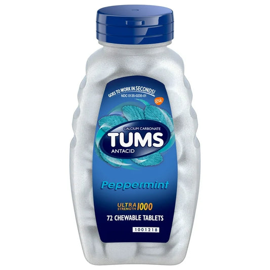 PREVENTA -  Tums Ultra Strength Tabletas Antiácidas Masticables para Aliviar la Acidez Estomacal, Menta 72 Unidades