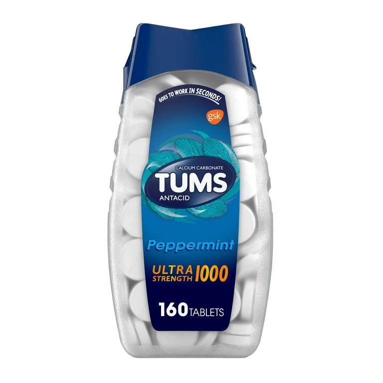 PREVENTA -  Tums Ultra Strength Tabletas Antiácidas Masticables para Aliviar la Acidez Estomacal, Menta 160 Unidades