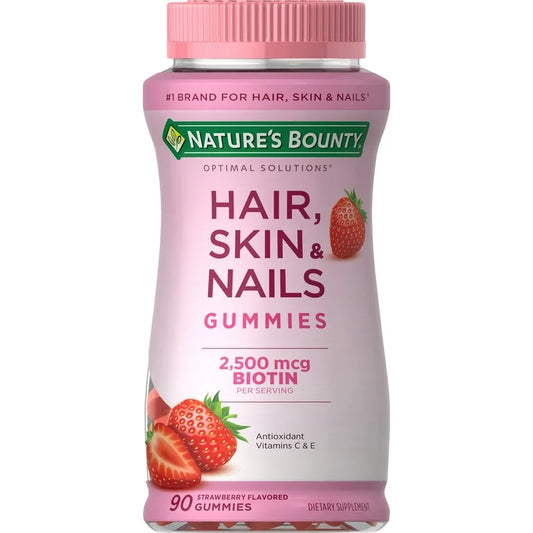 PREVENTA -  Nature's Bounty Vitaminas para Cabello, Piel y Uñas con Biotina, Multivitamina para Mujeres, 90 Gomitas de Fresa